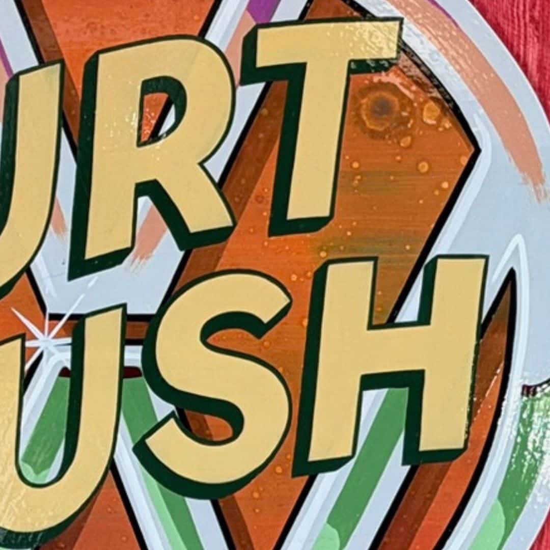 Gurt Lust round sign, hand painted