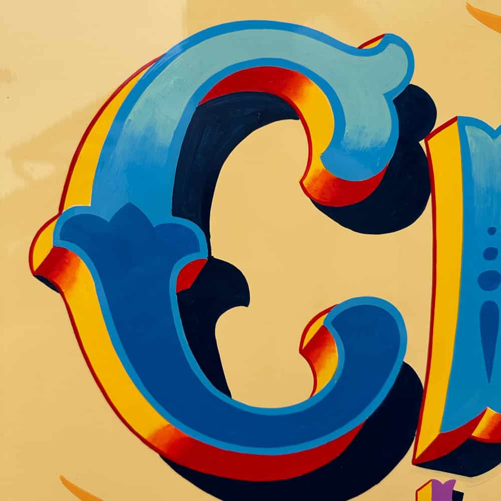close up of a fairground sign