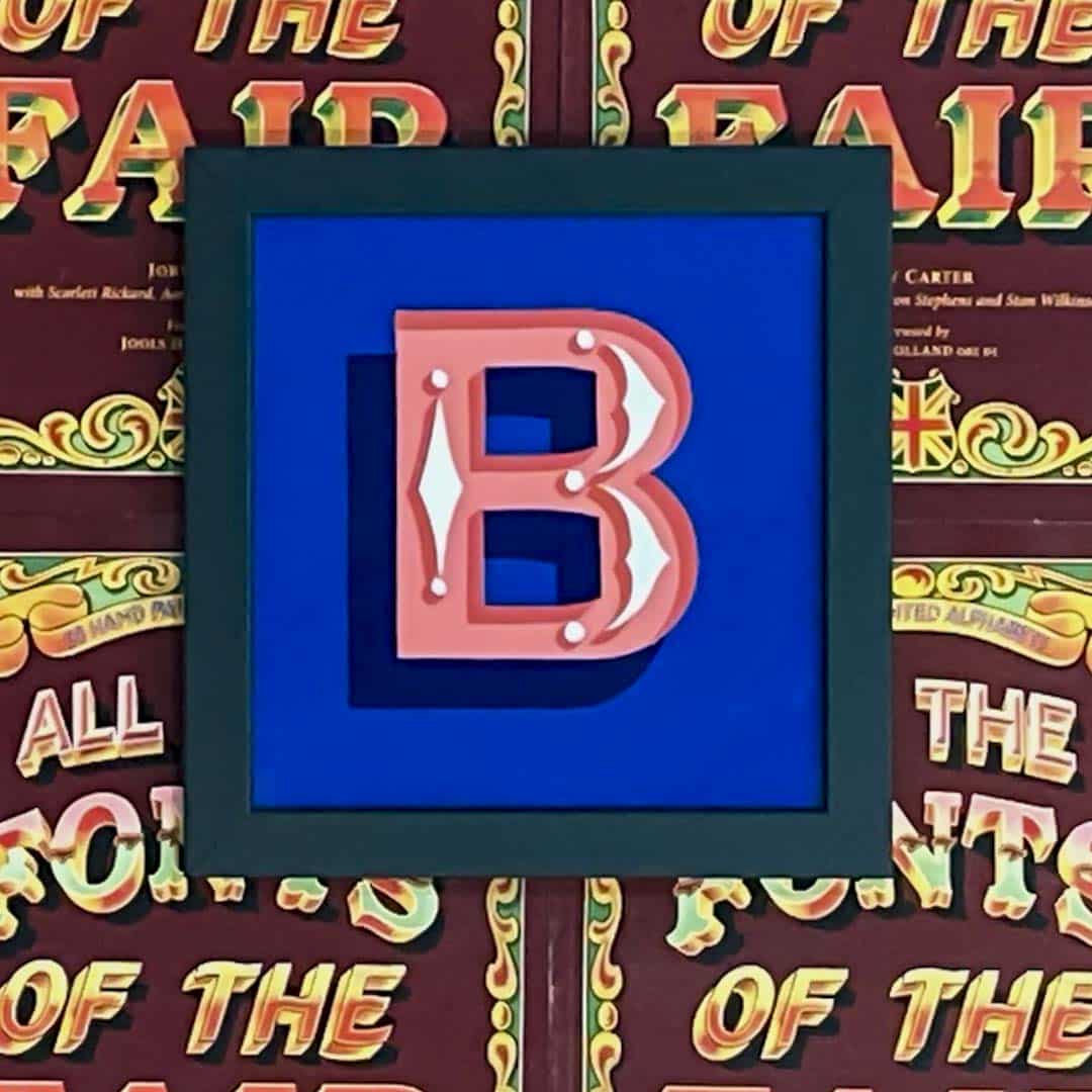 Joby Carter hand painted letters Diamonds and pearls B