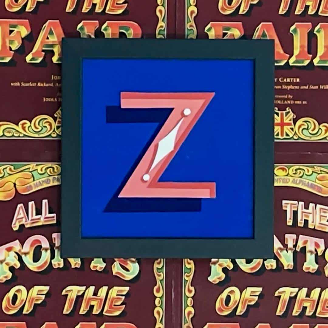 Joby Carter hand painted letters Diamonds and pearls Z