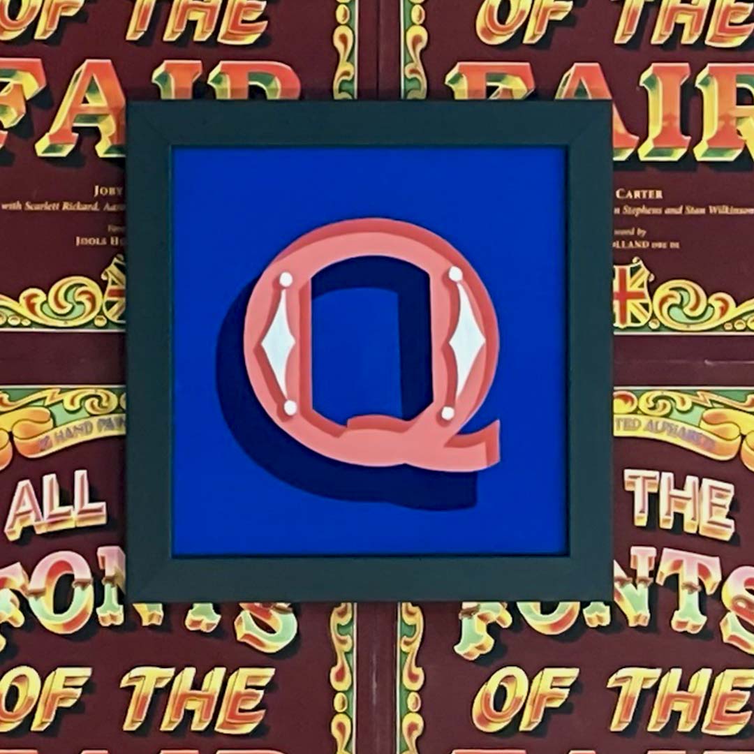 Joby Carter hand painted letters Diamonds and pearls Q