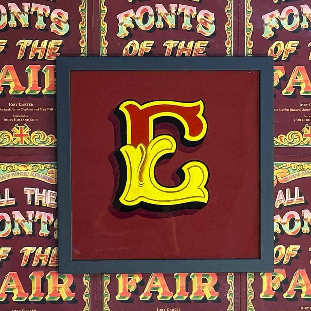 Joby Carter hand painted letters Toffee apple E