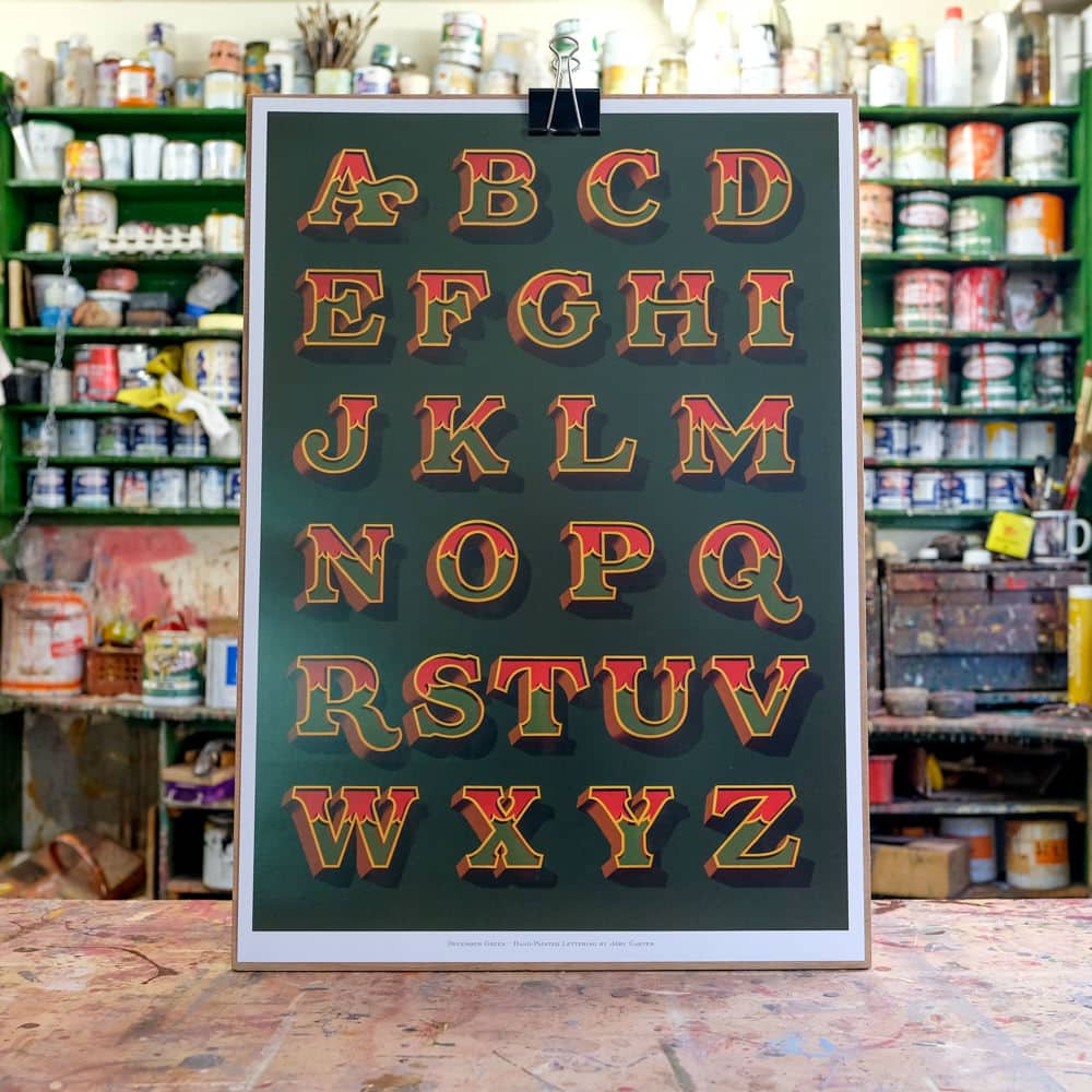 Joby Carter alphabet poster 'December Green"
