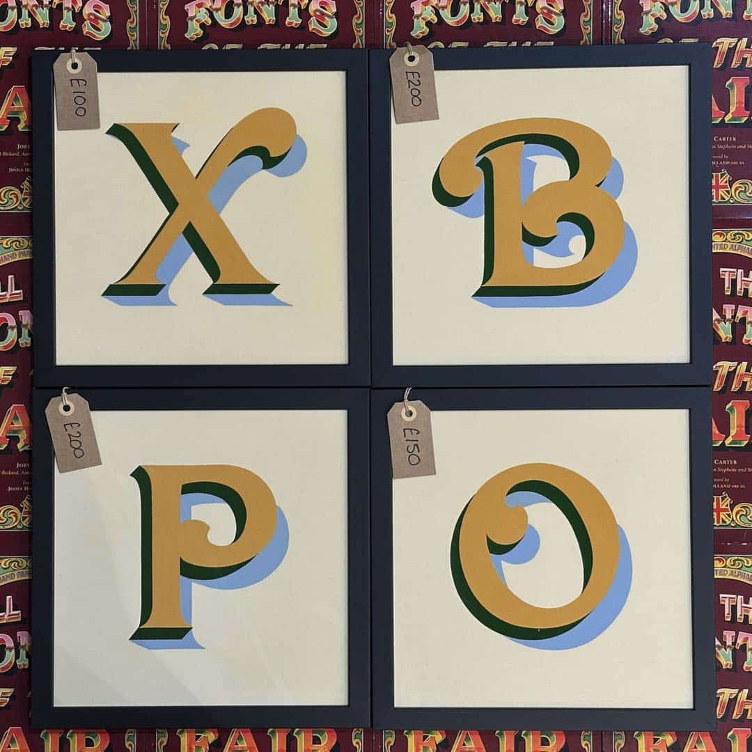 Joby Carter hand painted letters X, B, P, O