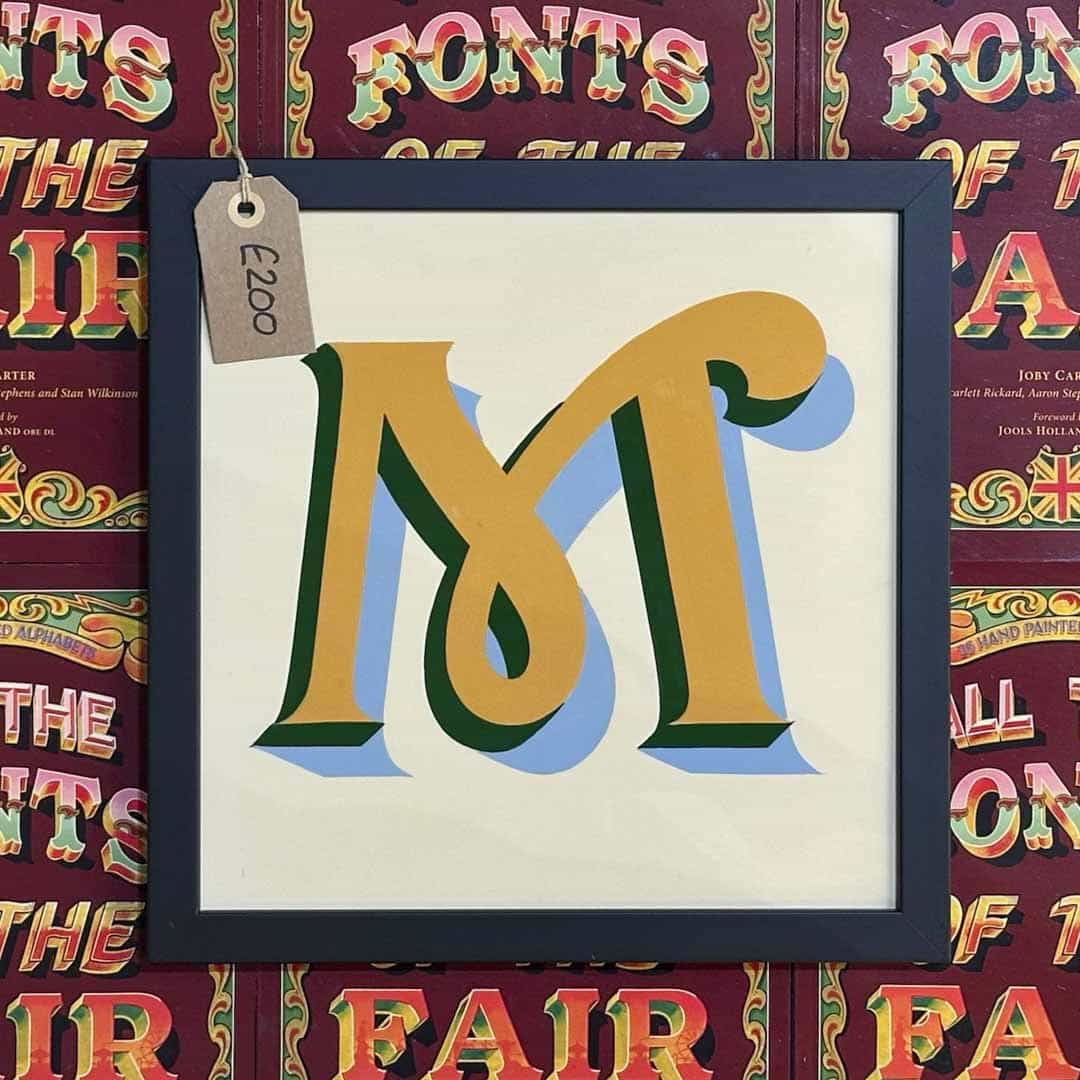 Joby Carter hand painted letters Fairground nouveau M