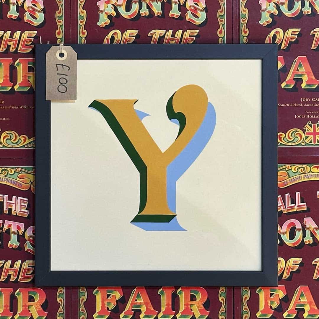 Joby Carter hand painted letters Fairground nouveau Y