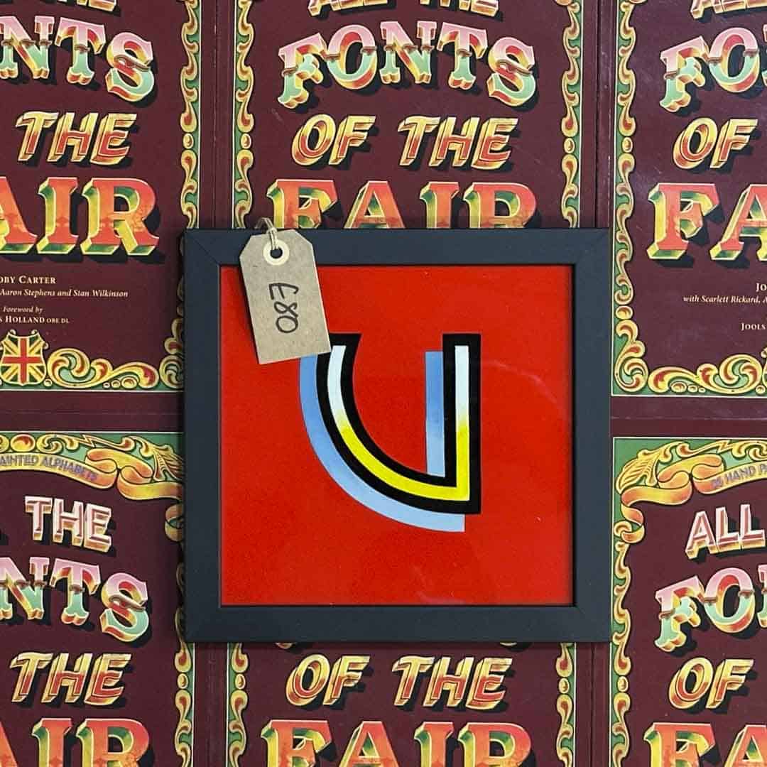 Joby Carter hand painted letter U from Waltzer in All the fonts of the fair signwriting book