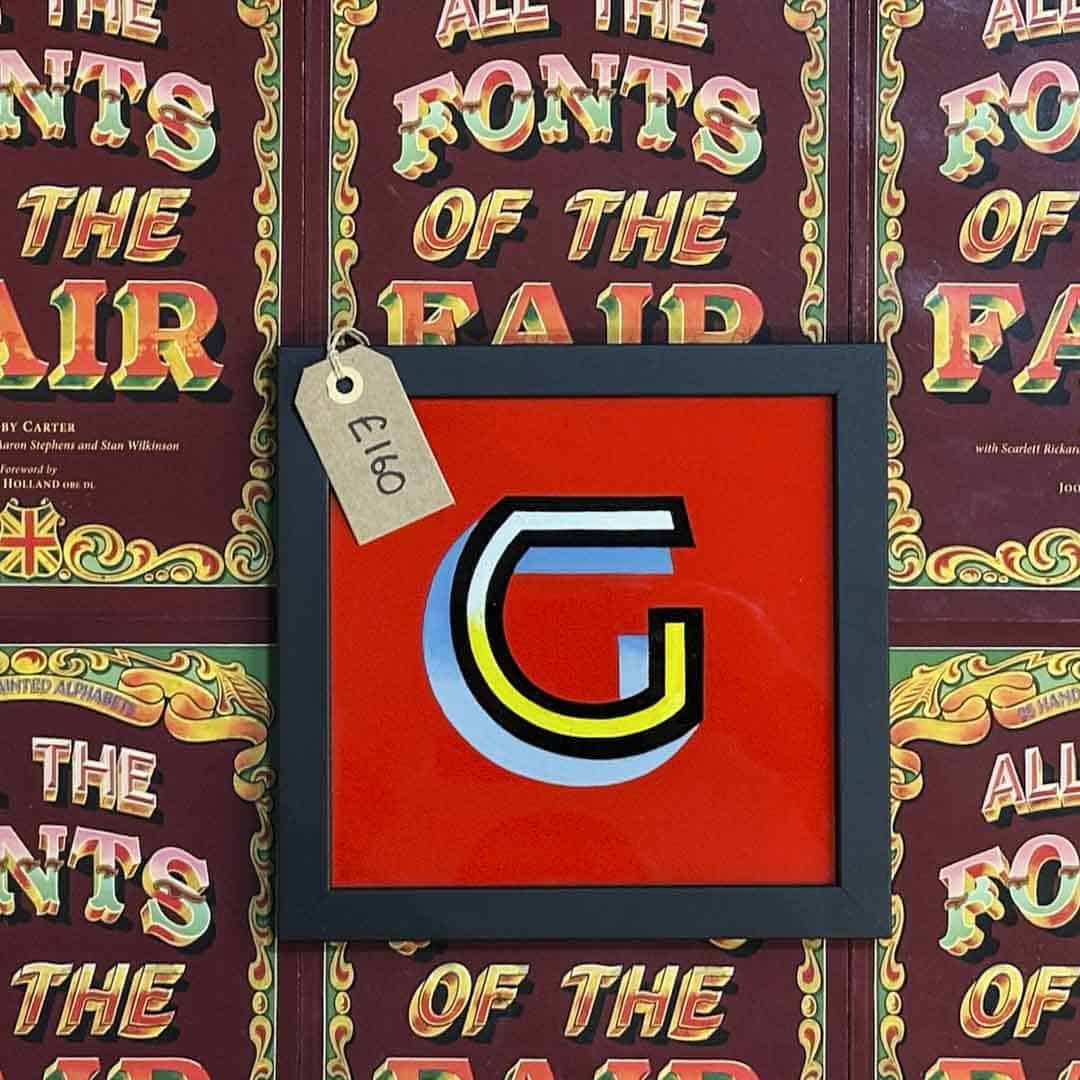 Joby Carter hand painted letter A from Waltzer in All the fonts of the fair signwriting book