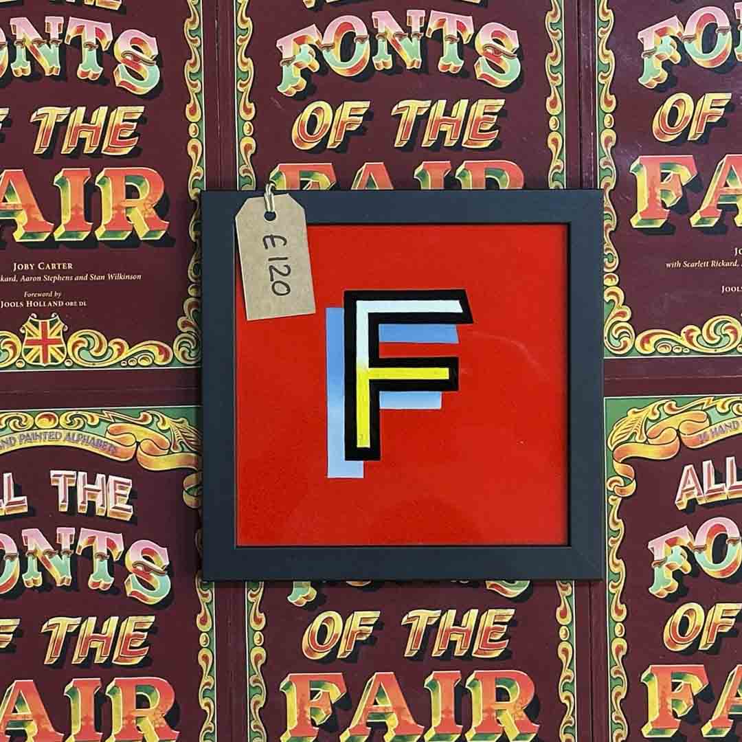 Joby Carter hand painted letter A from Waltzer in All the fonts of the fair signwriting book