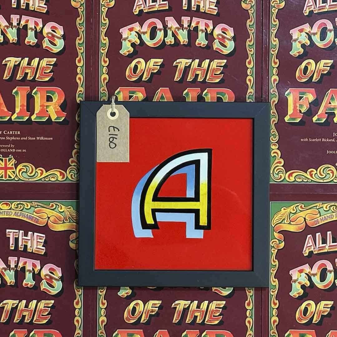 Joby Carter hand painted letter A from Waltzer in All the fonts of the fair signwriting book