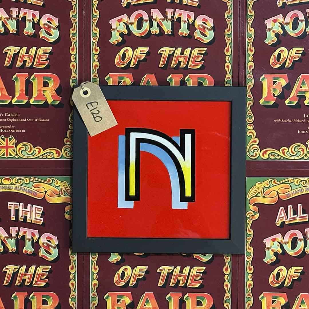 Joby Carter hand painted letter N from Waltzer in All the fonts of the fair signwriting book