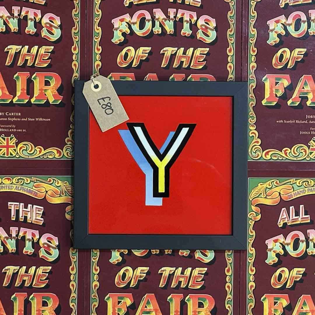 Joby Carter hand painted letter Y from Waltzer in All the fonts of the fair signwriting book