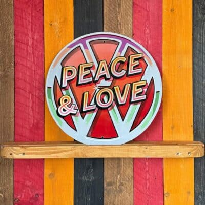 Hand painted Peace & Love VW Sign
